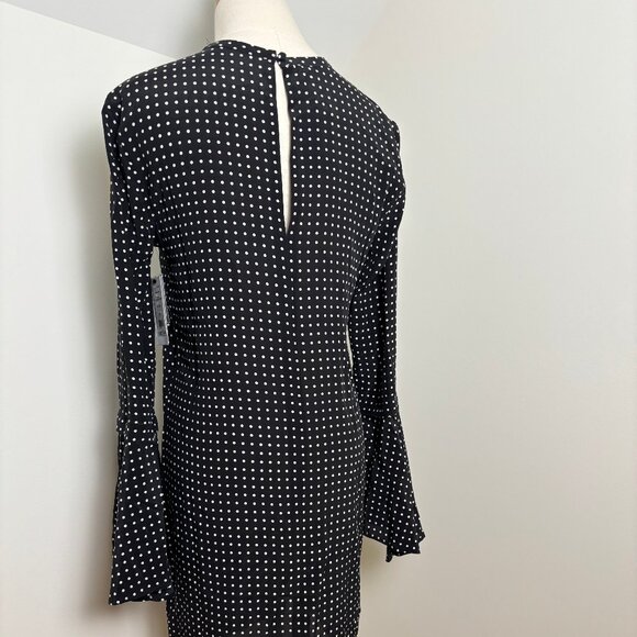 NWT Equipment 100% silk dress in black w/white polka dots, US XS - Picture 4 of 7
